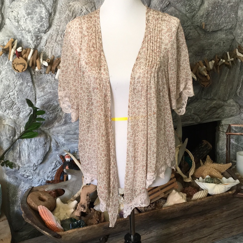 Sheer floral cardigan/open front top